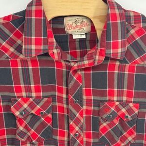 Wrangler American Cowboys Mens XXL Plaid Western Pearl Snap Shirt Light Flannel
